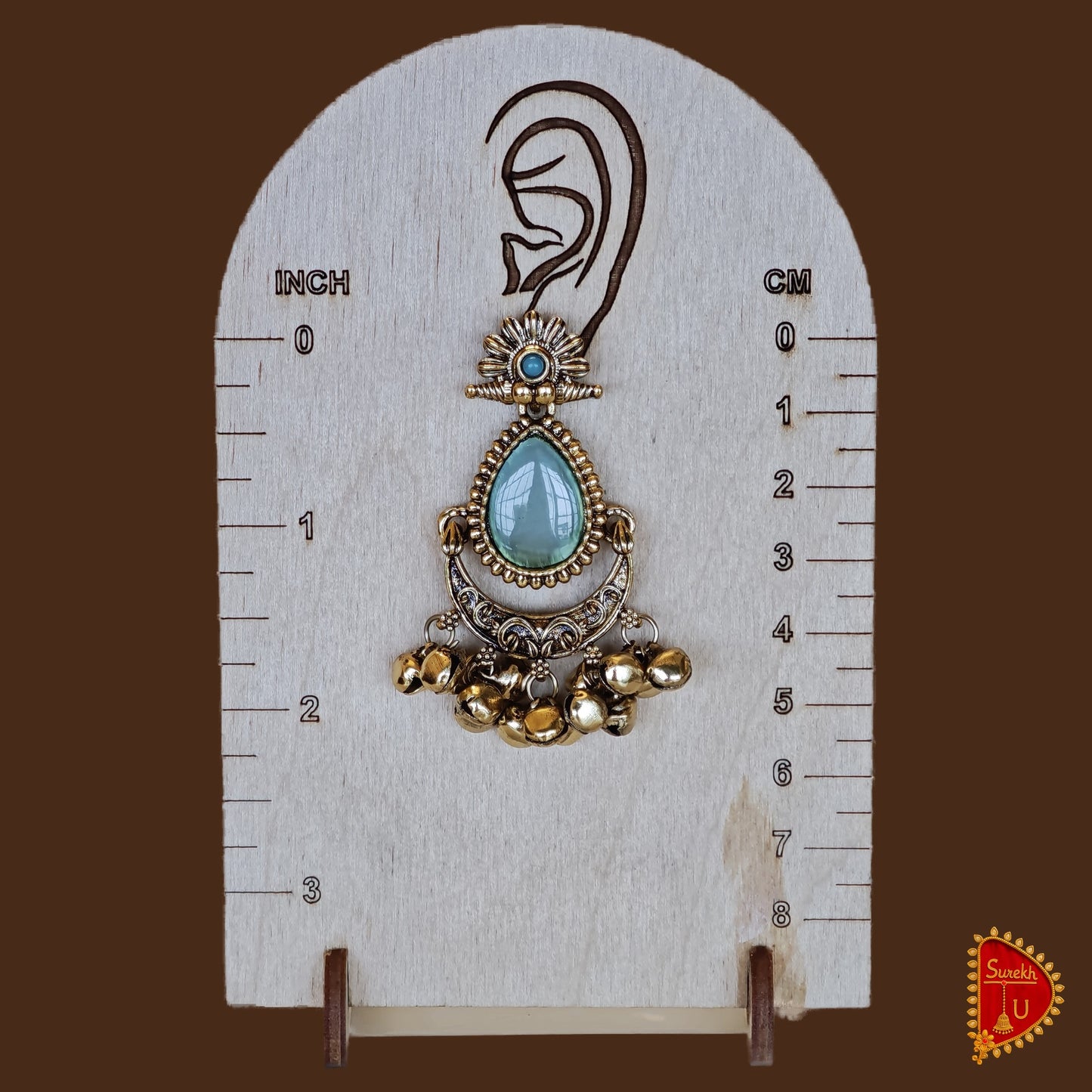 Seafoam Green Antique Ghungroo Chandbali