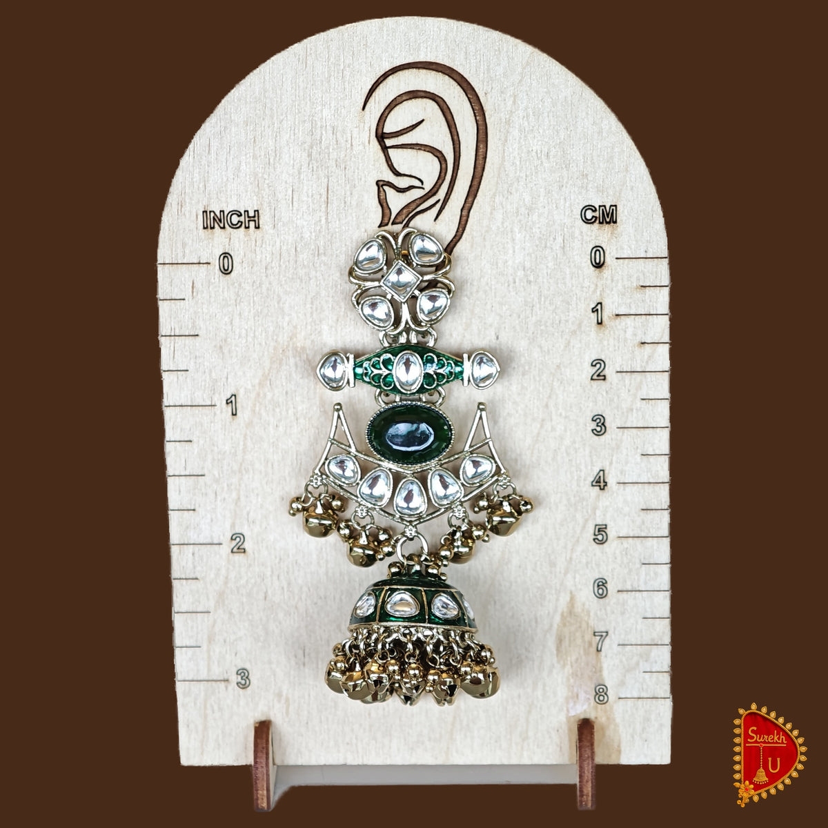 Bottle Green Kundan Jhumki