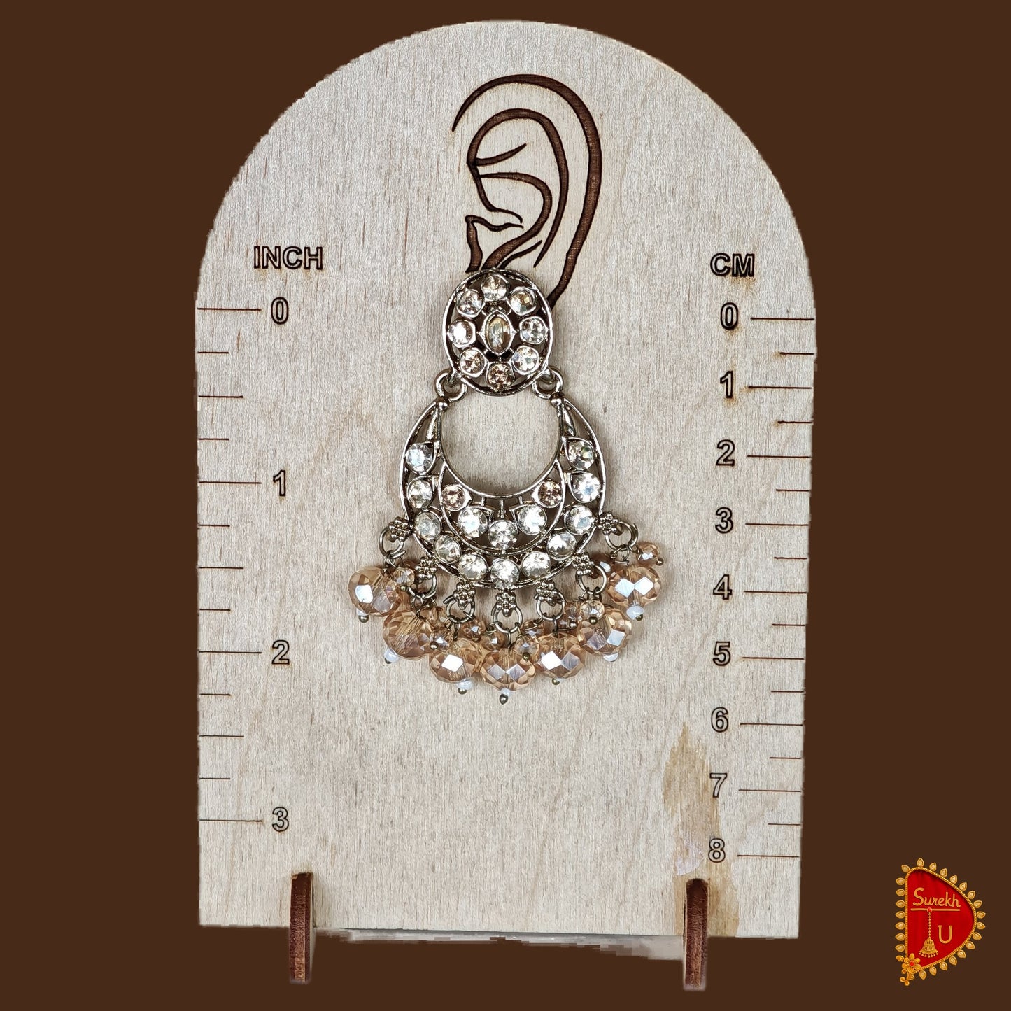 Rosegold Oval Stones Chandbalis