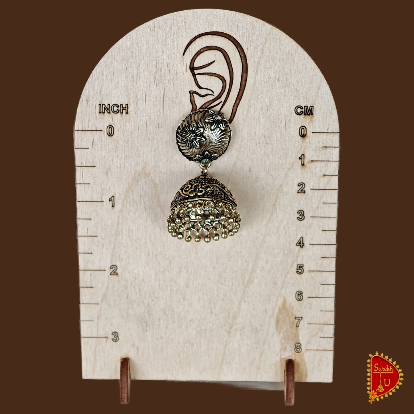 Golden Oxidized Floral Jhumki