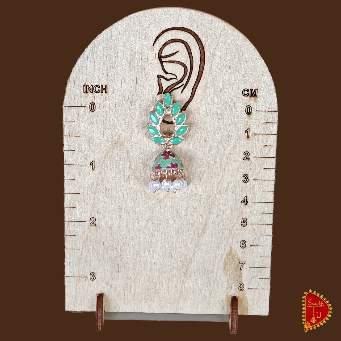 Emerald Green Leaf Jhumki medium