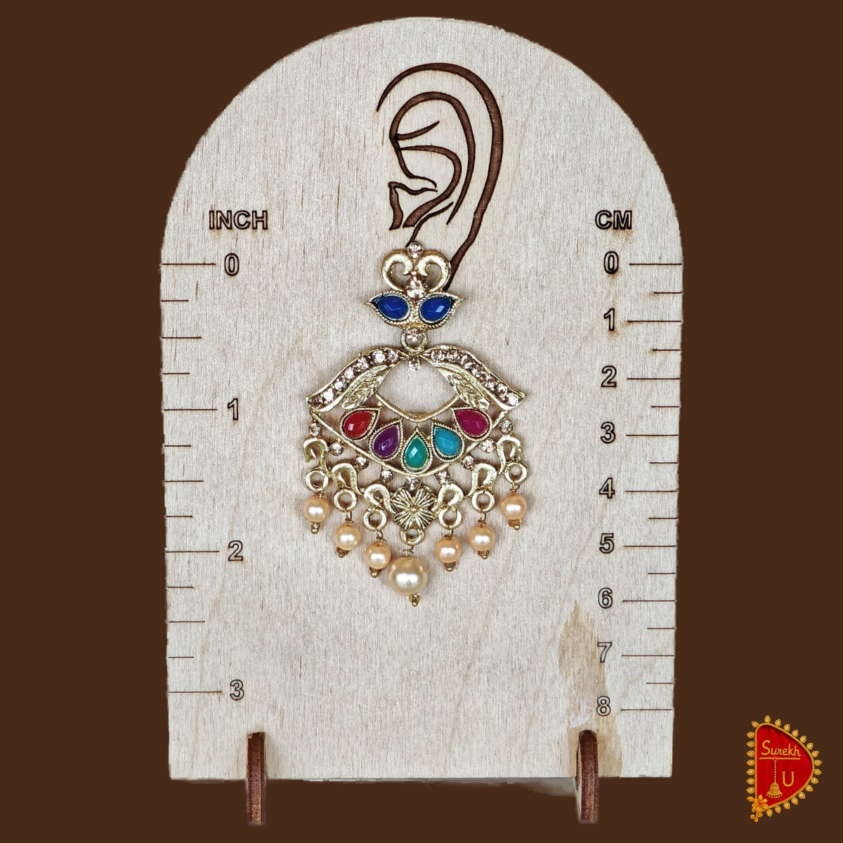 Multicoloured Rosegold Chandbali