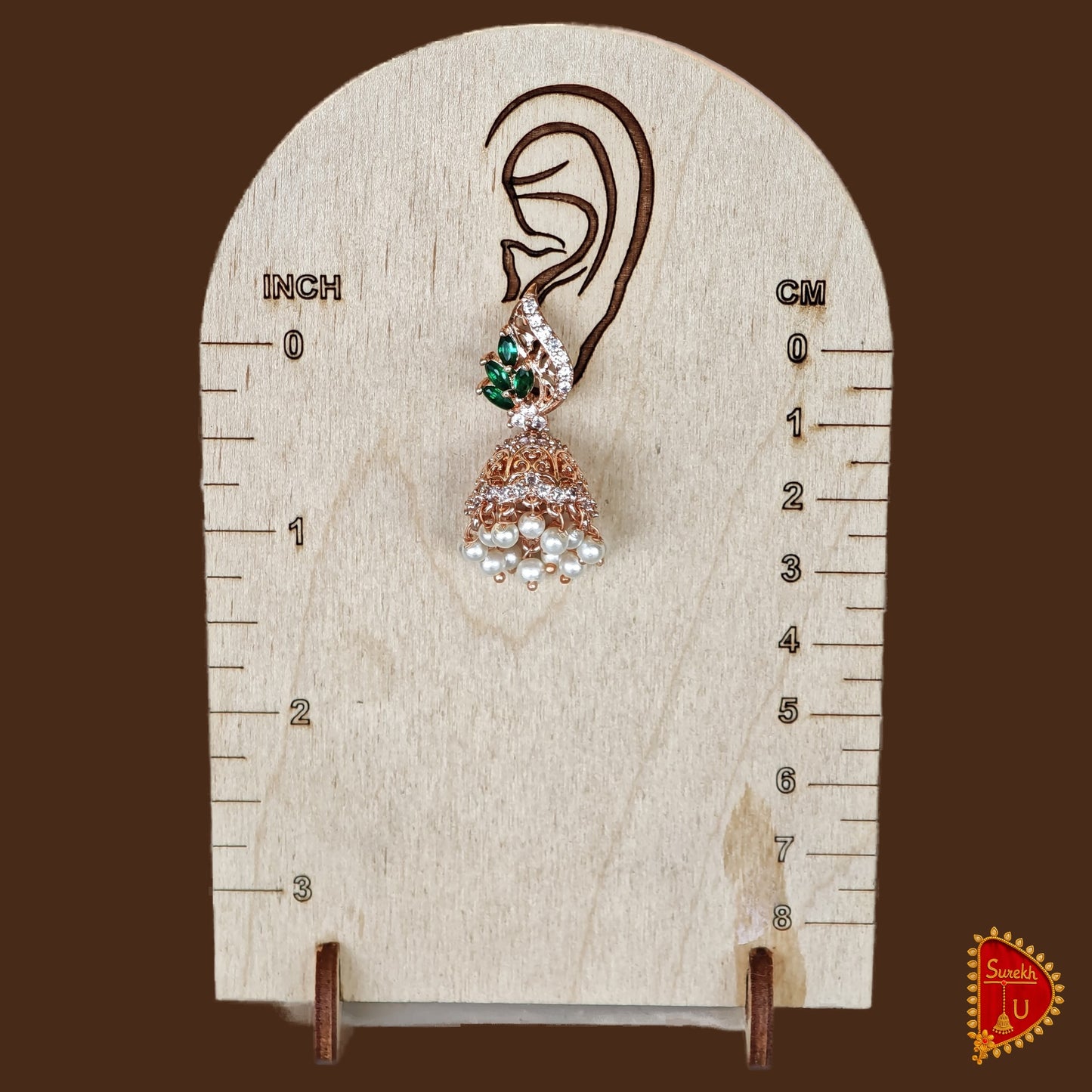 Intricate AD Green Leaves Jhumki