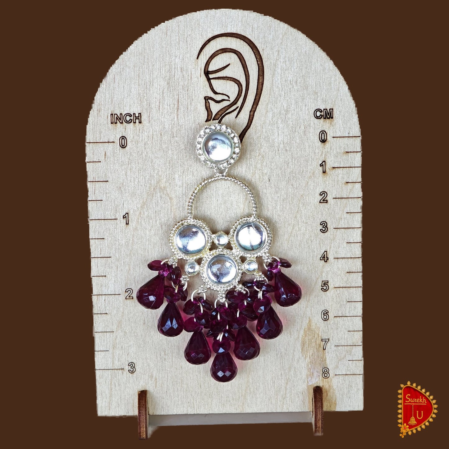 Wine coloured Beads Chandbali