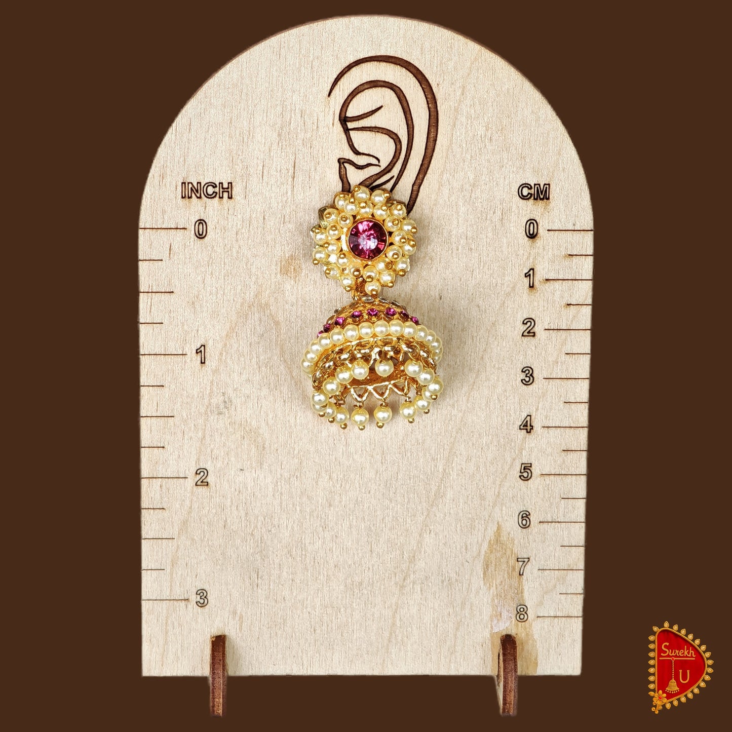 Maharastrian Pink Stud Pearl Jhumki