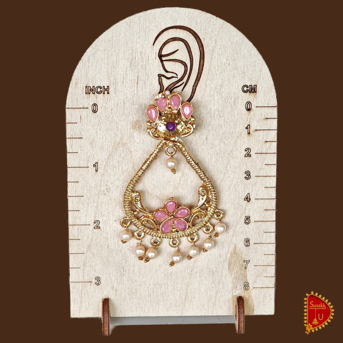 Golden Baby Pink Chandbali