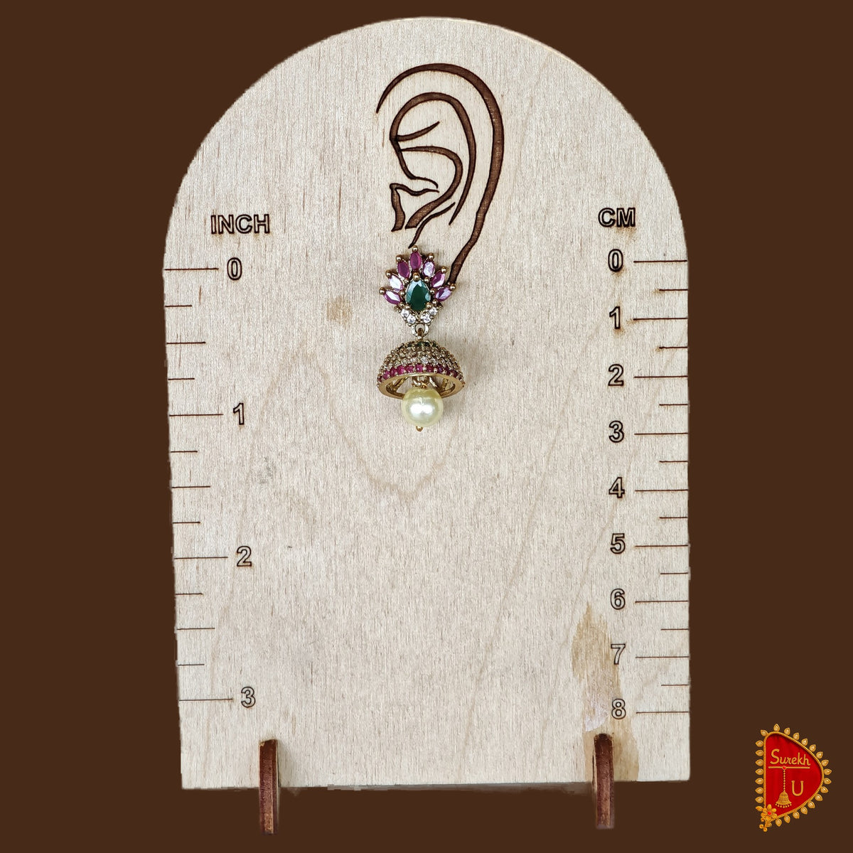 Pink Green AD Floral Jhumki small