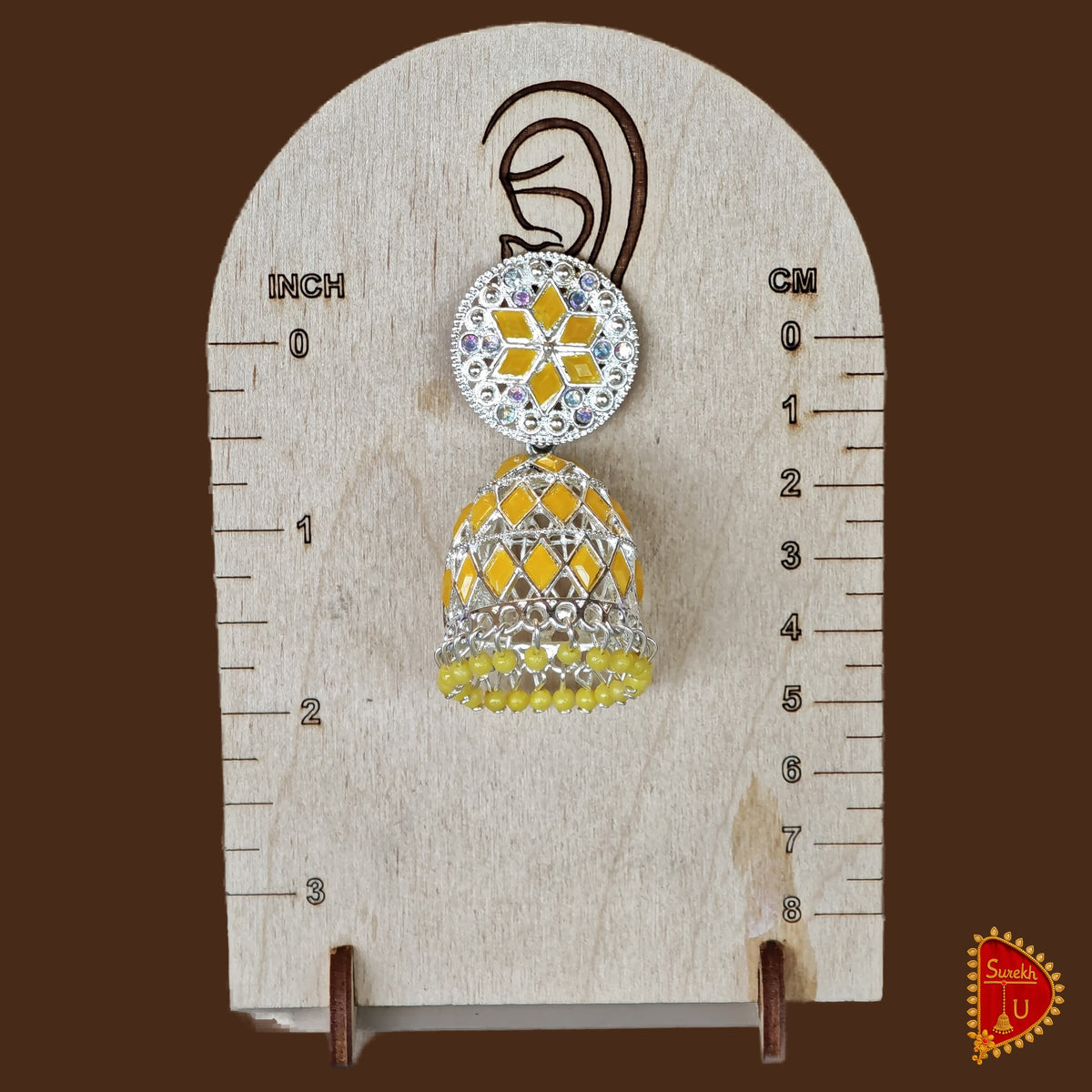 Yellow Silver Jhumki