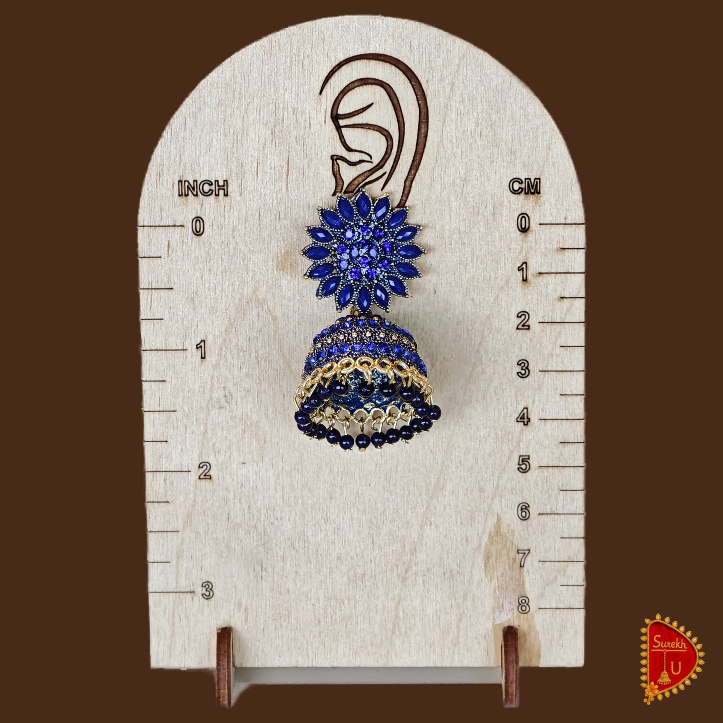 Royal Rich Blue Floral Jhumki