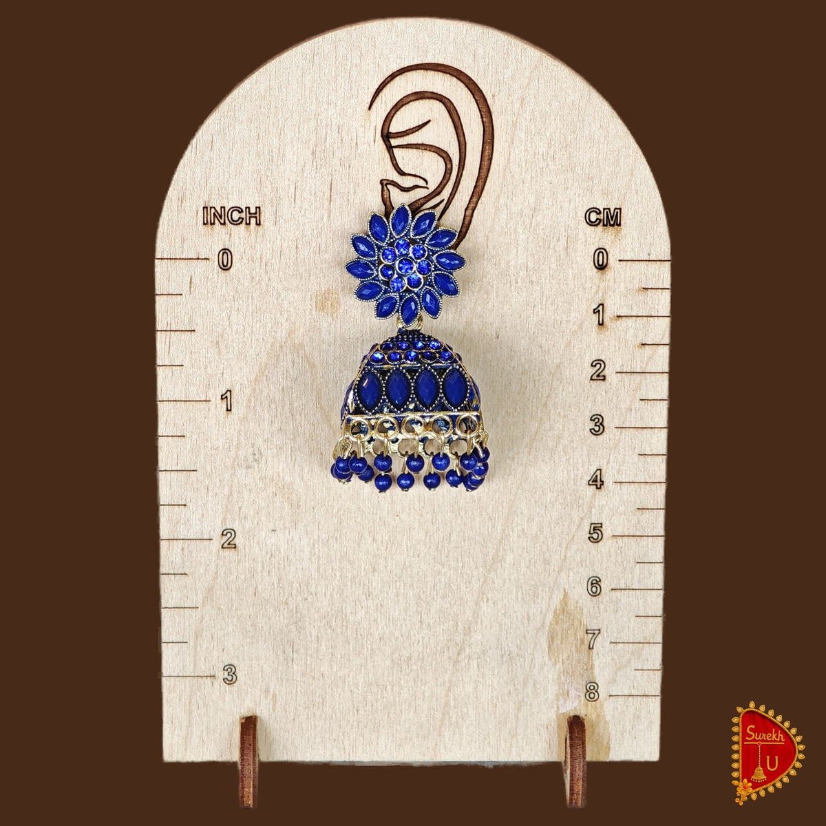 Royal Blue Floral Stones Jhumki
