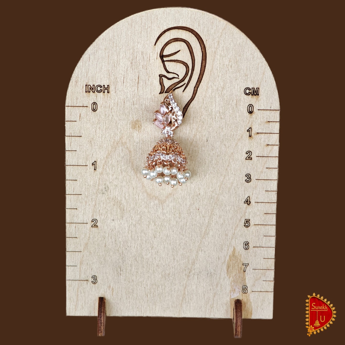 Peach Intricate Leaf shaped Jhumki