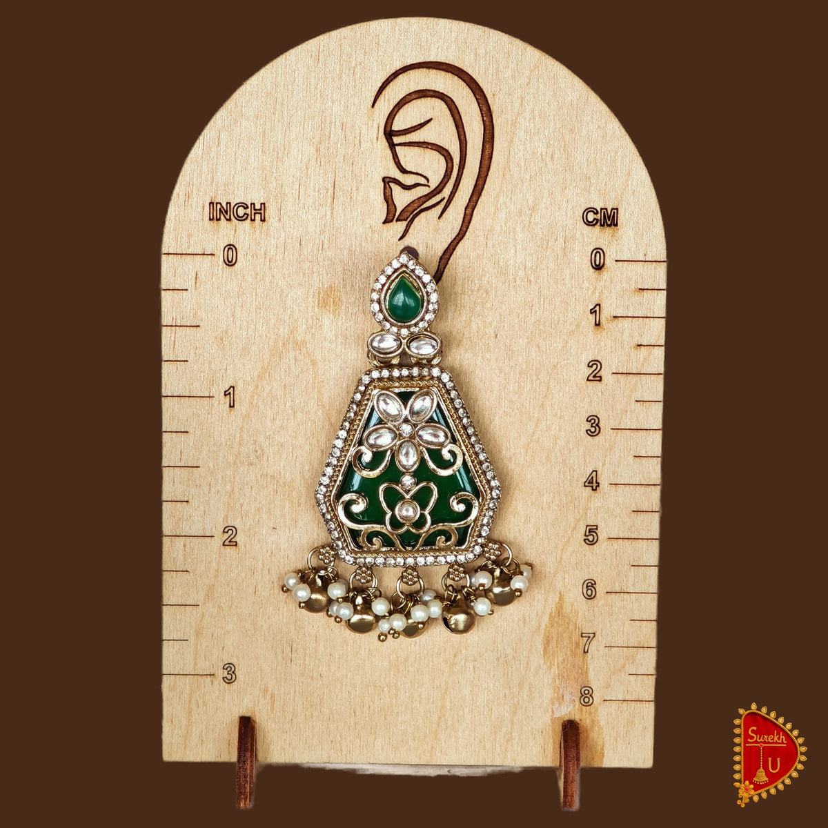 Green Enamel Kundan Chandbali