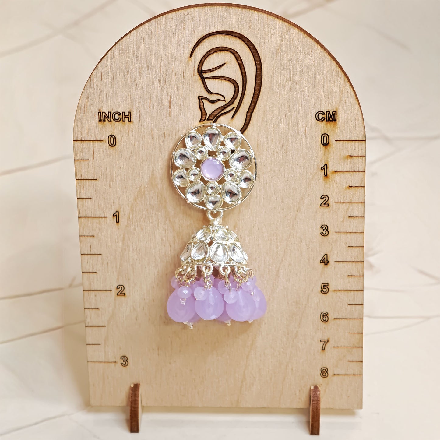 Lavender Floral Kundan Jhumki