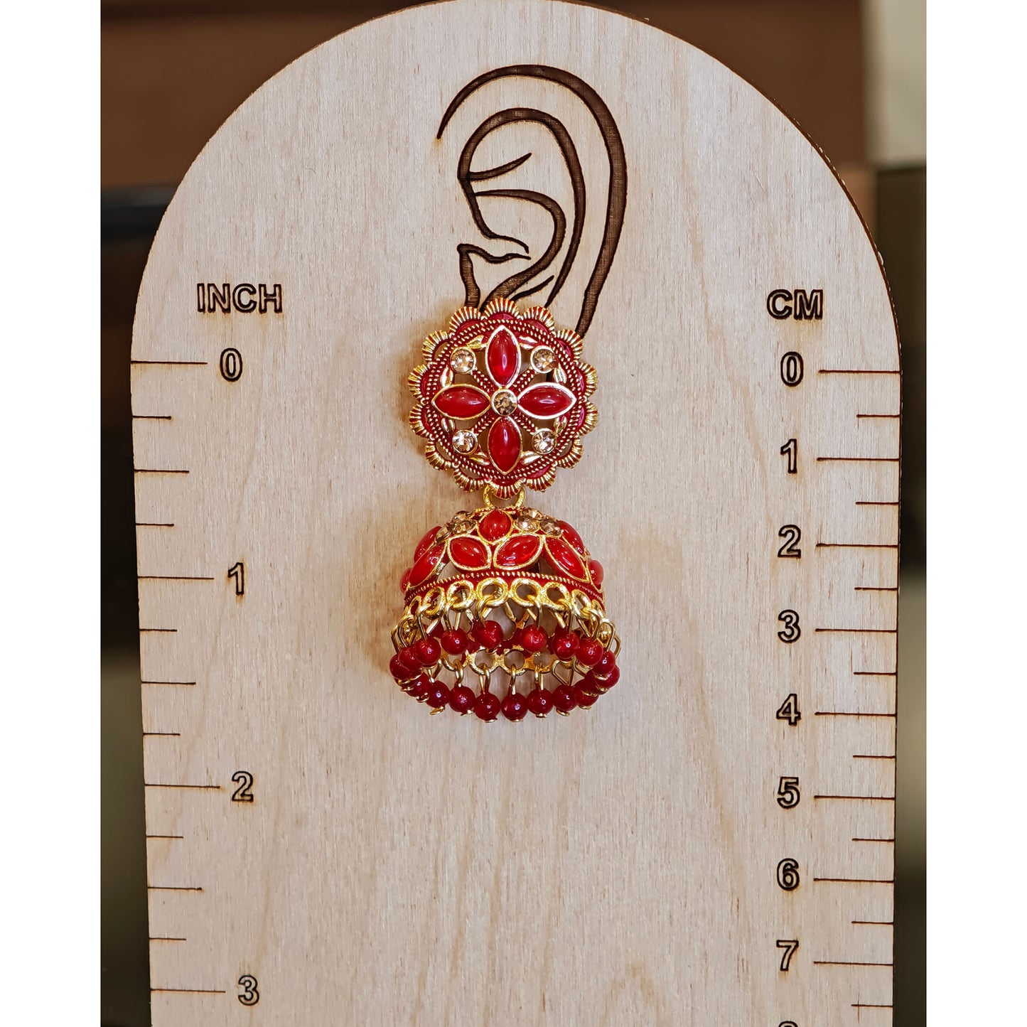 Red Floral Jaali Jhumki