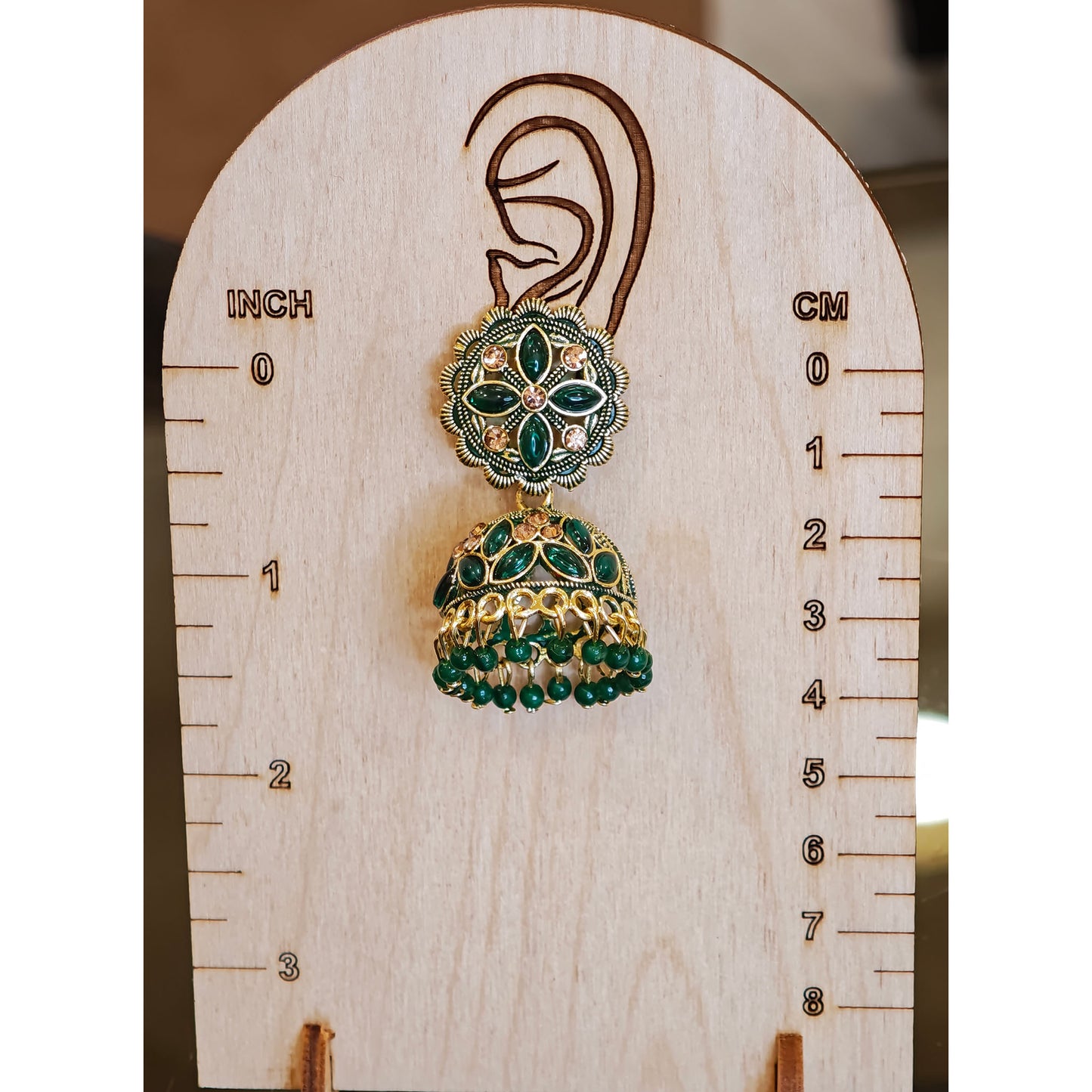Bottle Green Floral Jaali Jhumki