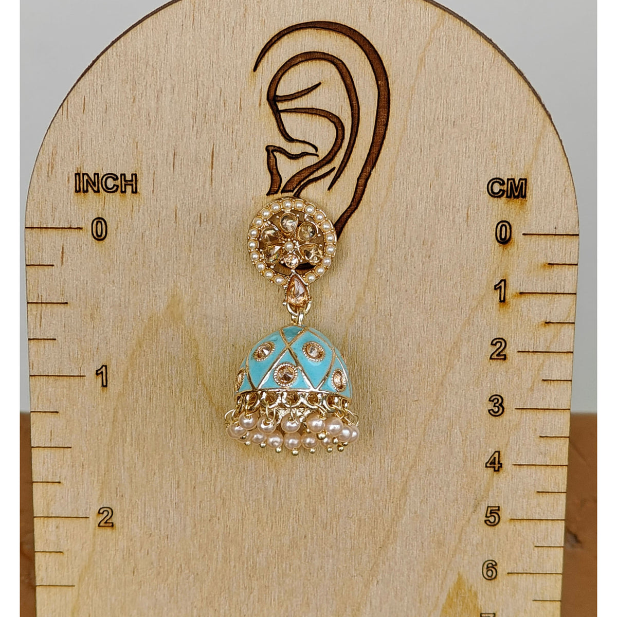 Aqua Blue Meenakari Jhumki