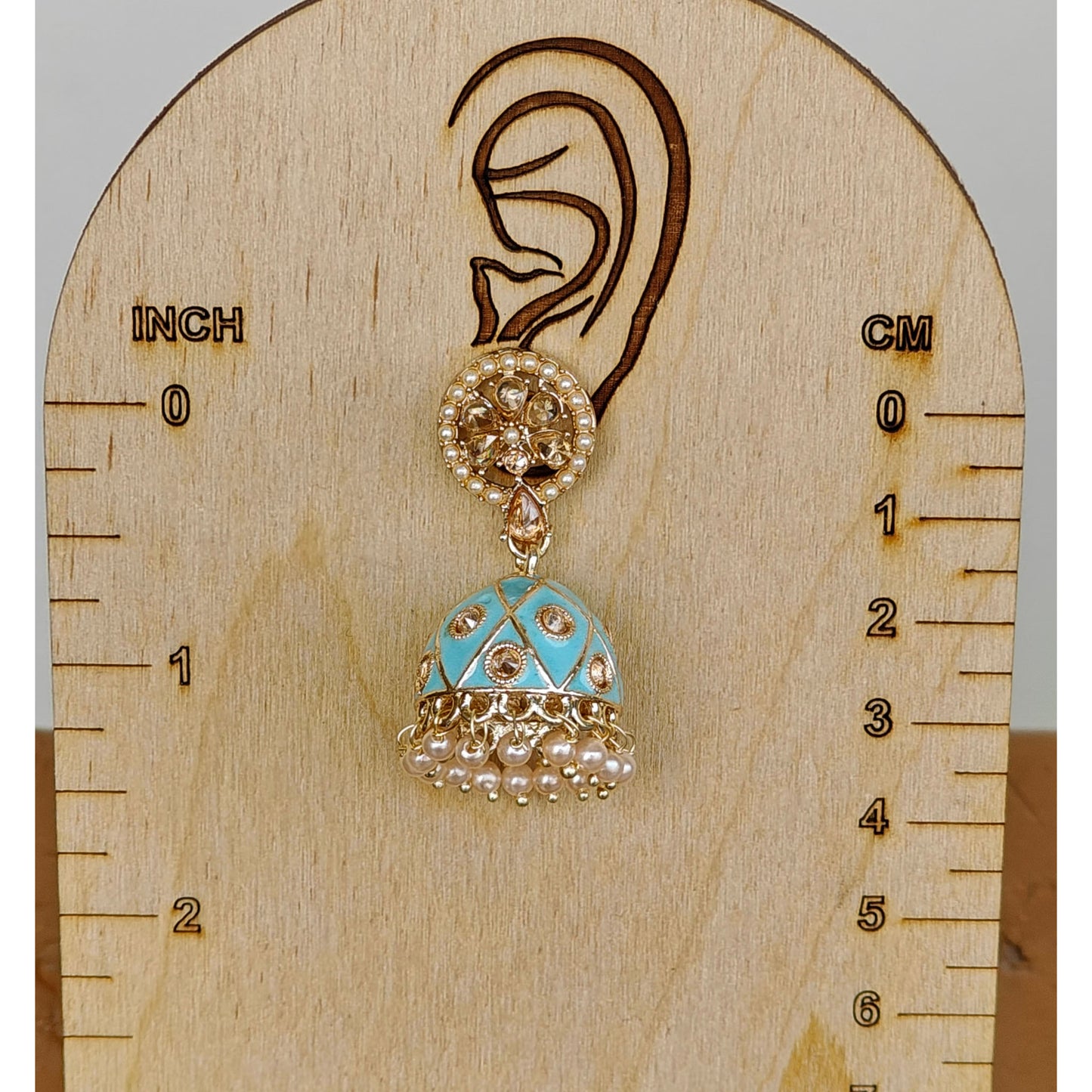 Aqua Blue Meenakari Jhumki