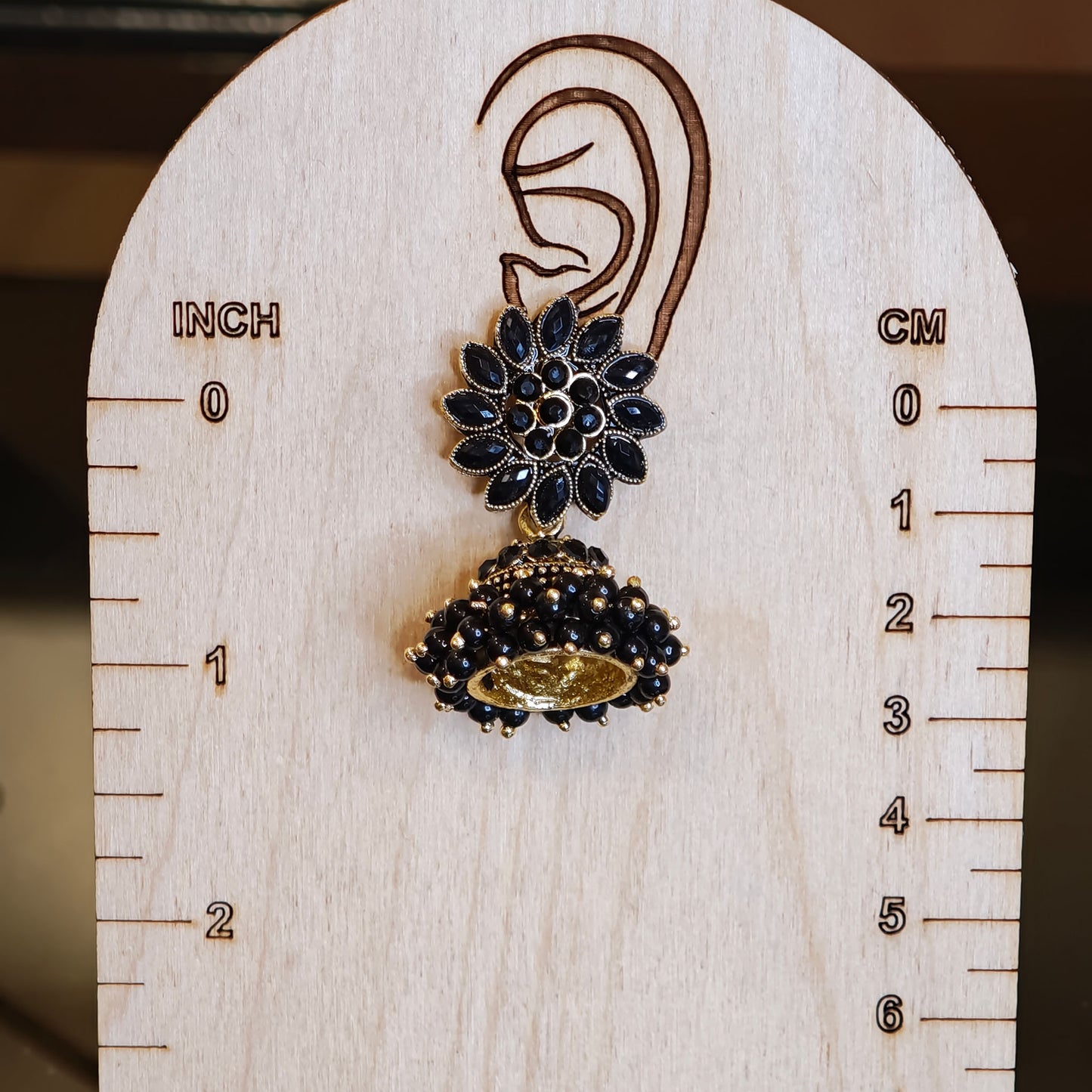 Black Floral Cluster Jhumki
