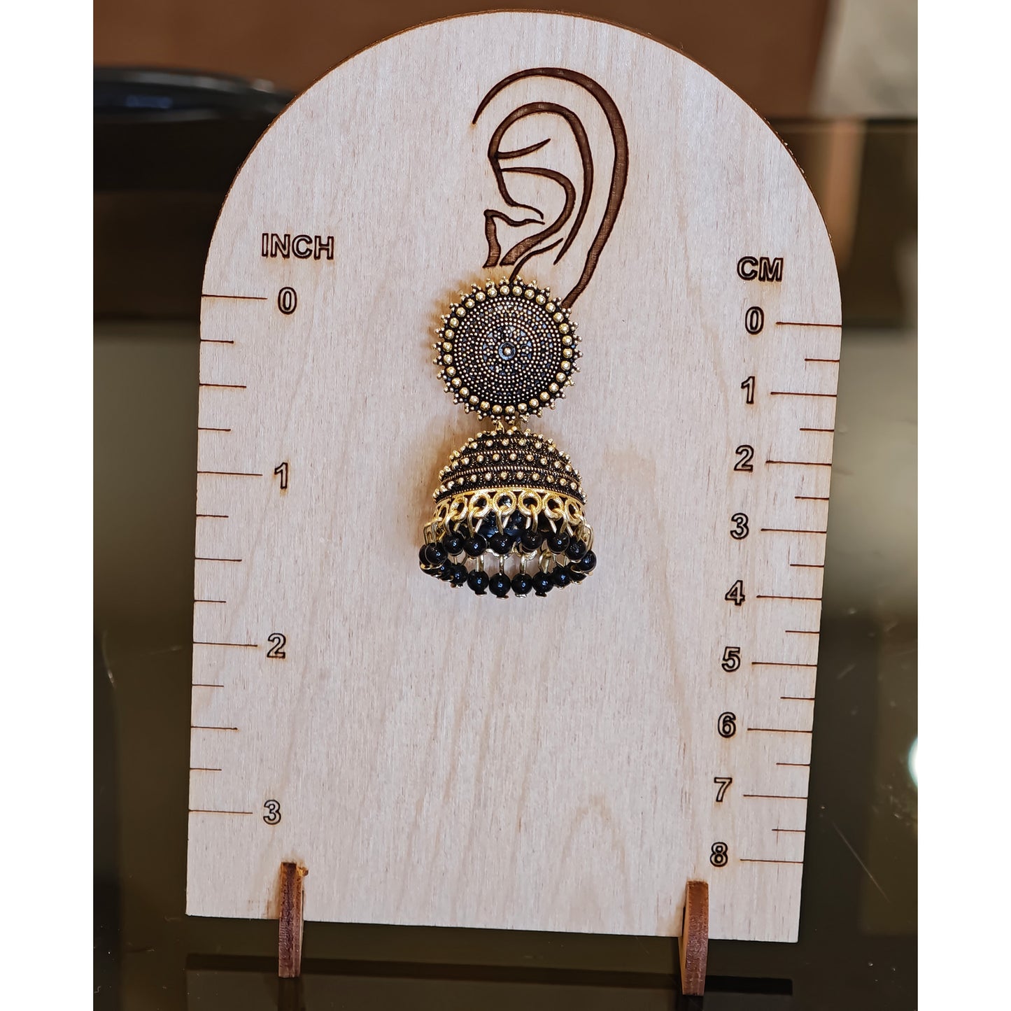 Black Golden Toned Disc jhumki