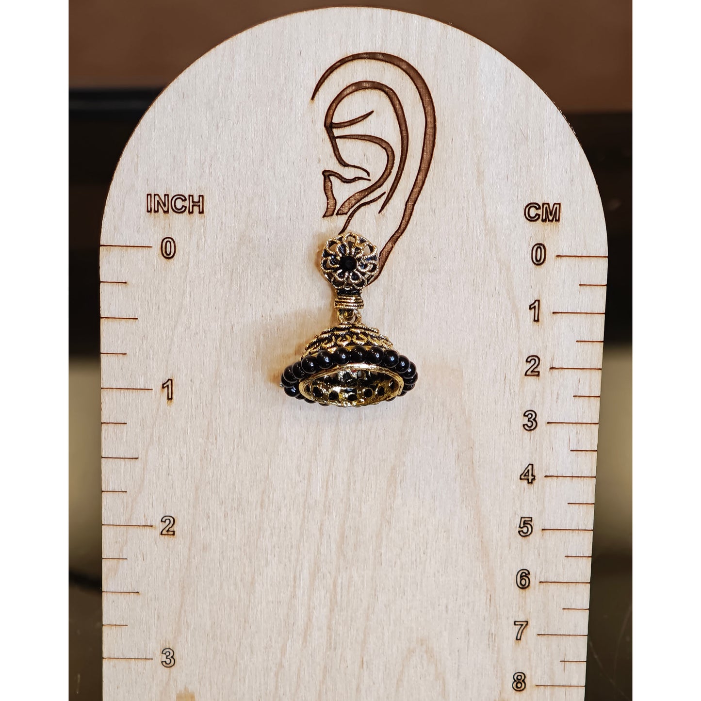 Black Small Floral Jhumki