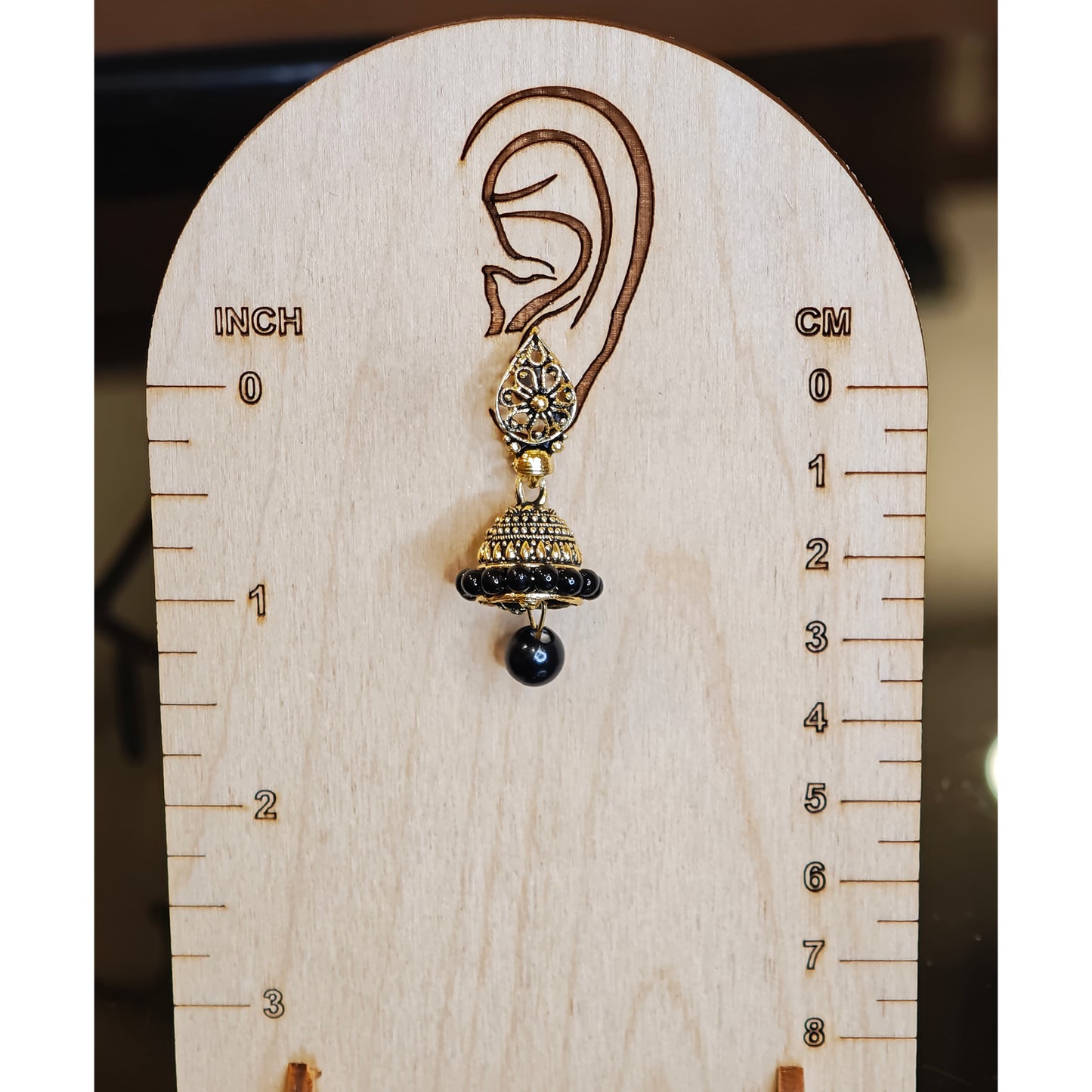 Black Leaf Shaped Jaali Top Jhumki