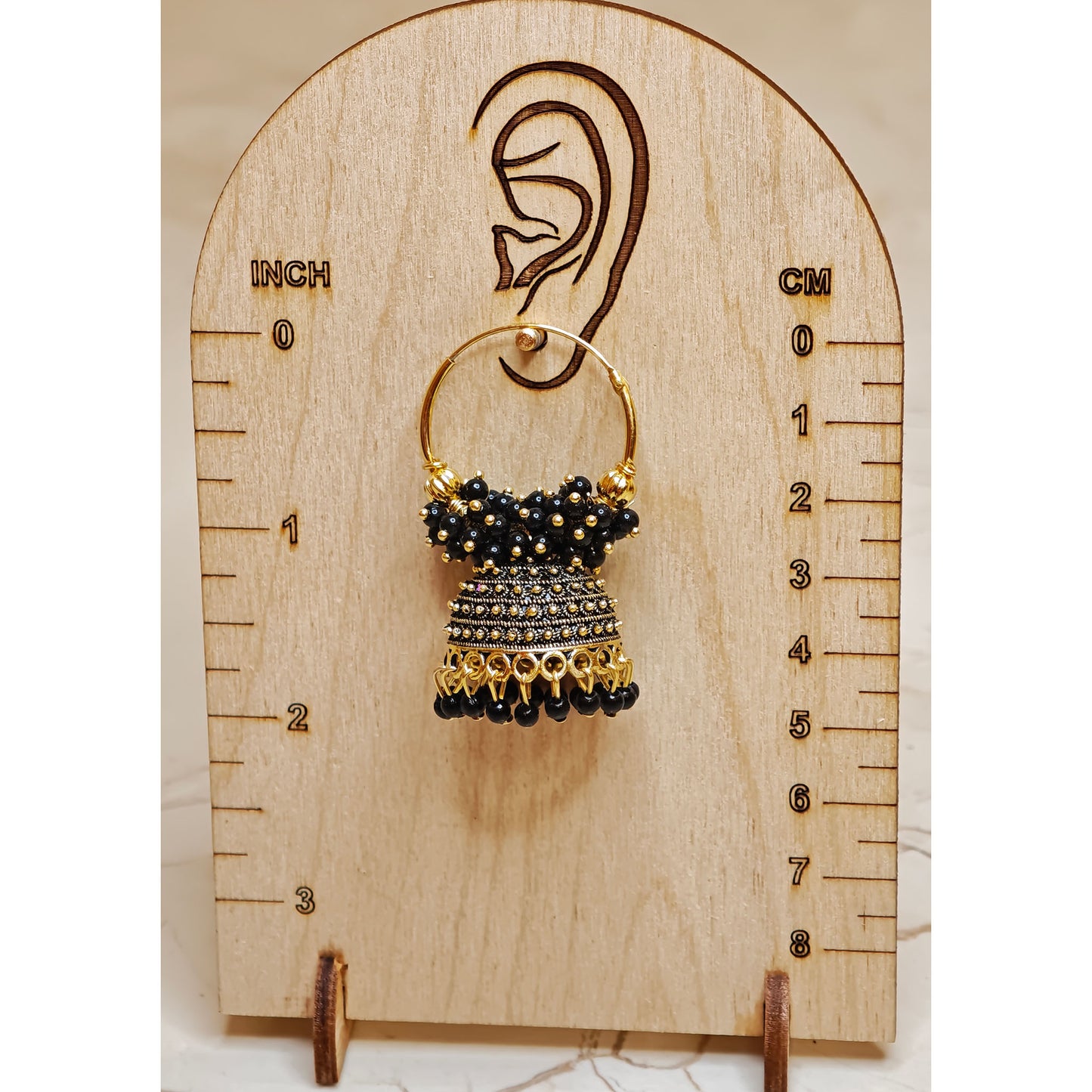 Black Medium Hoop Jhumki