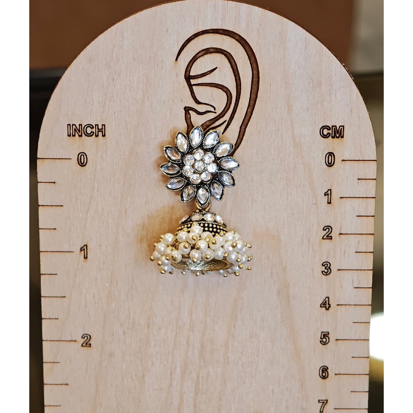 Floral Top Pearl Cluster Jhumki