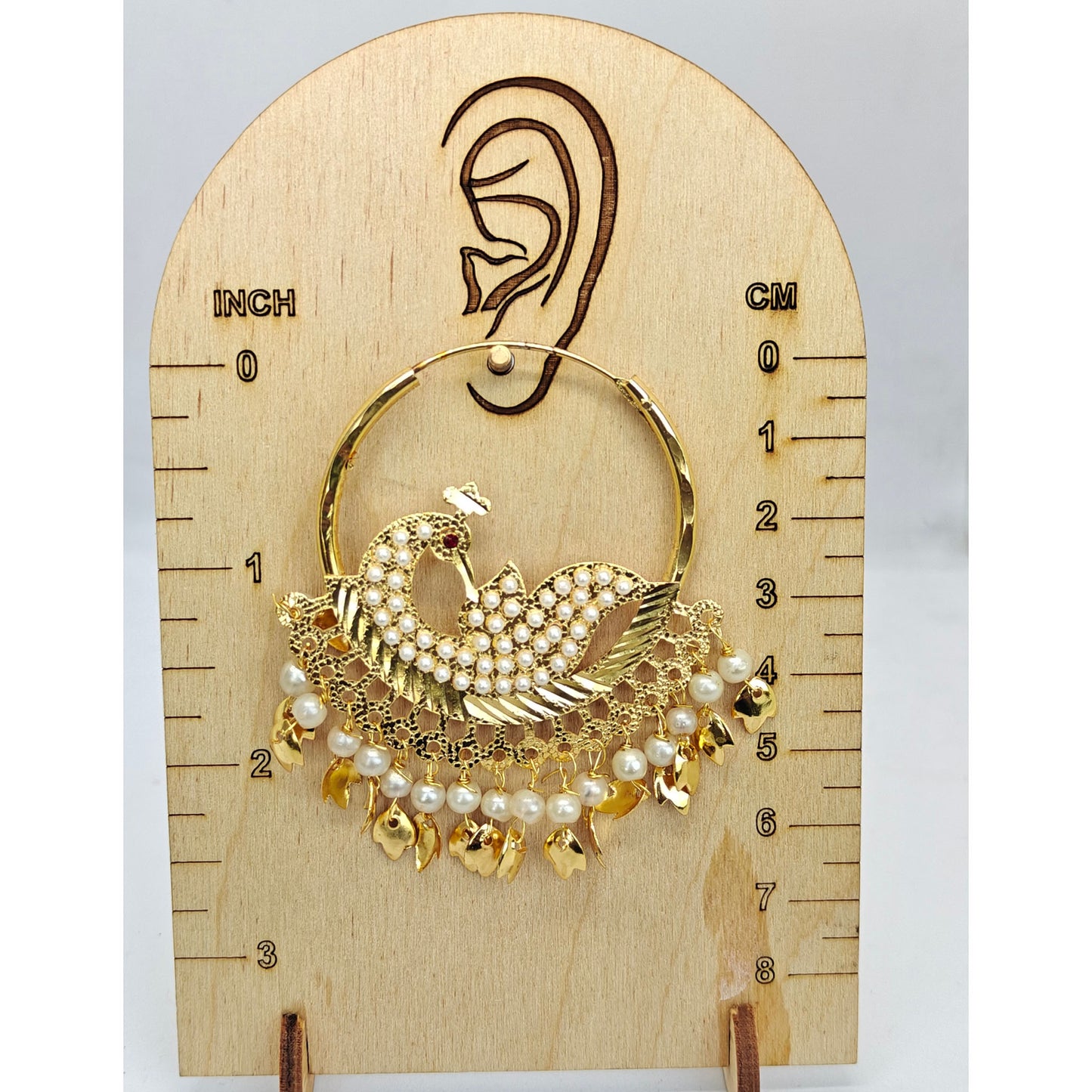 Golden Peacock Pearl hoops