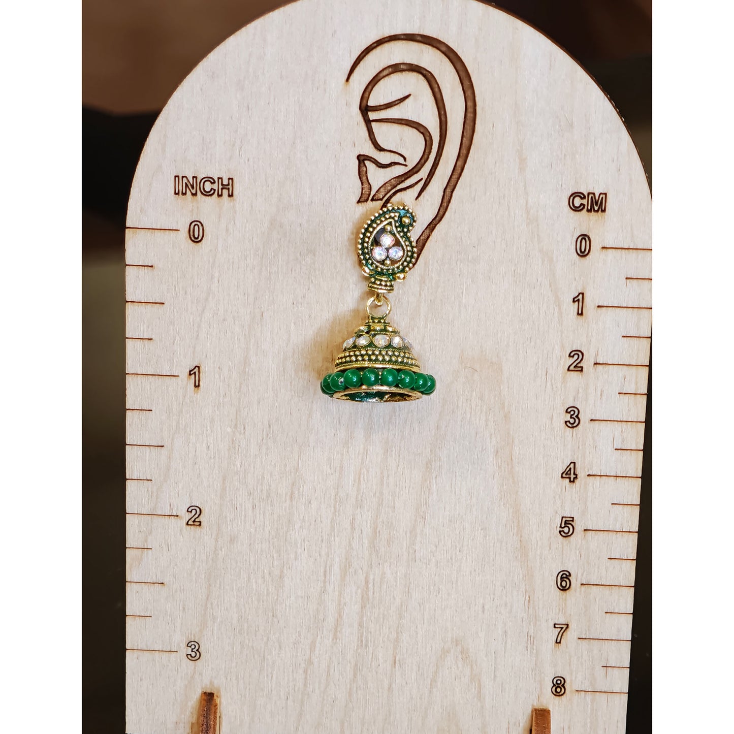 Green Beaded Keri Small Jhumki