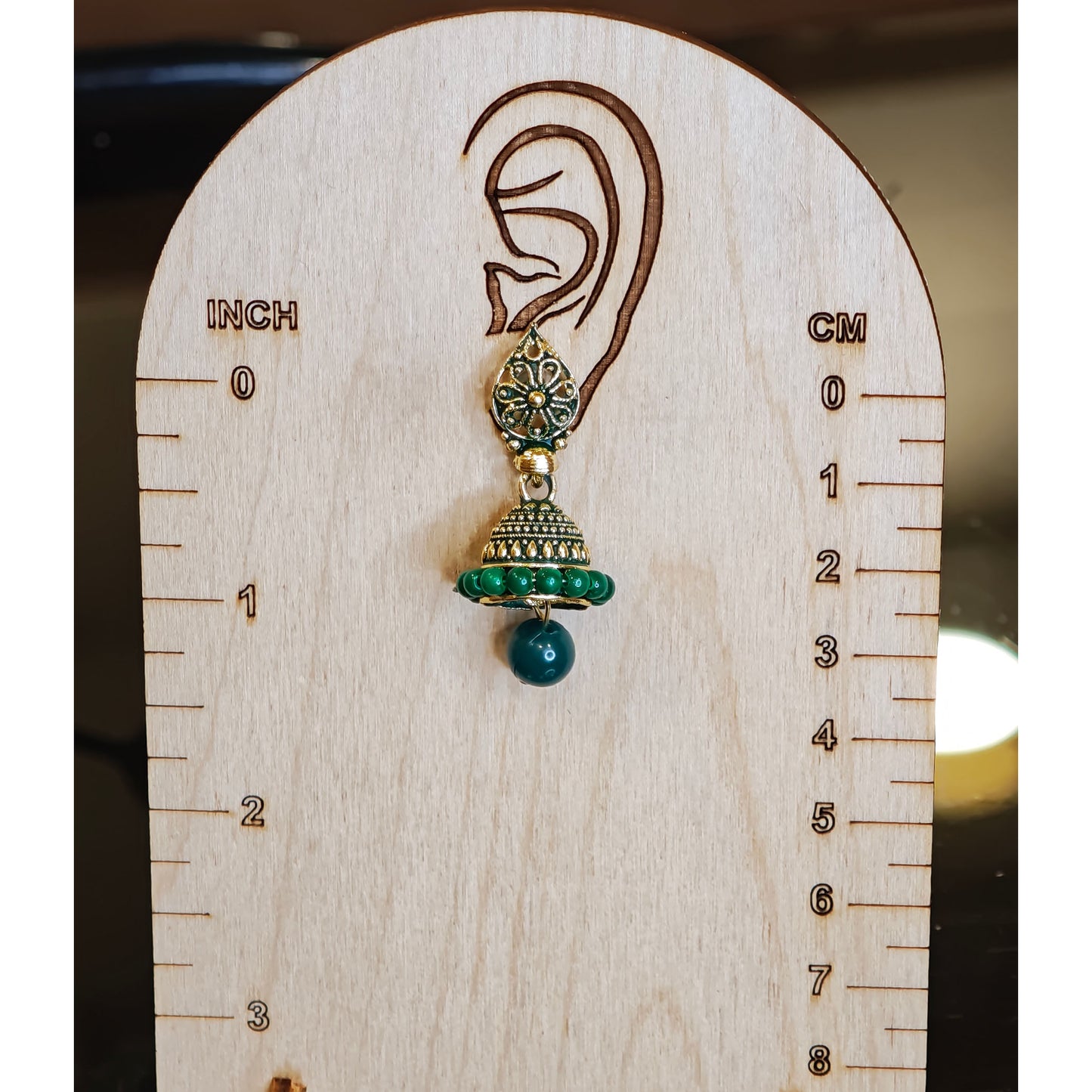 Green Leaf Shaped Jaali Top Jhumki