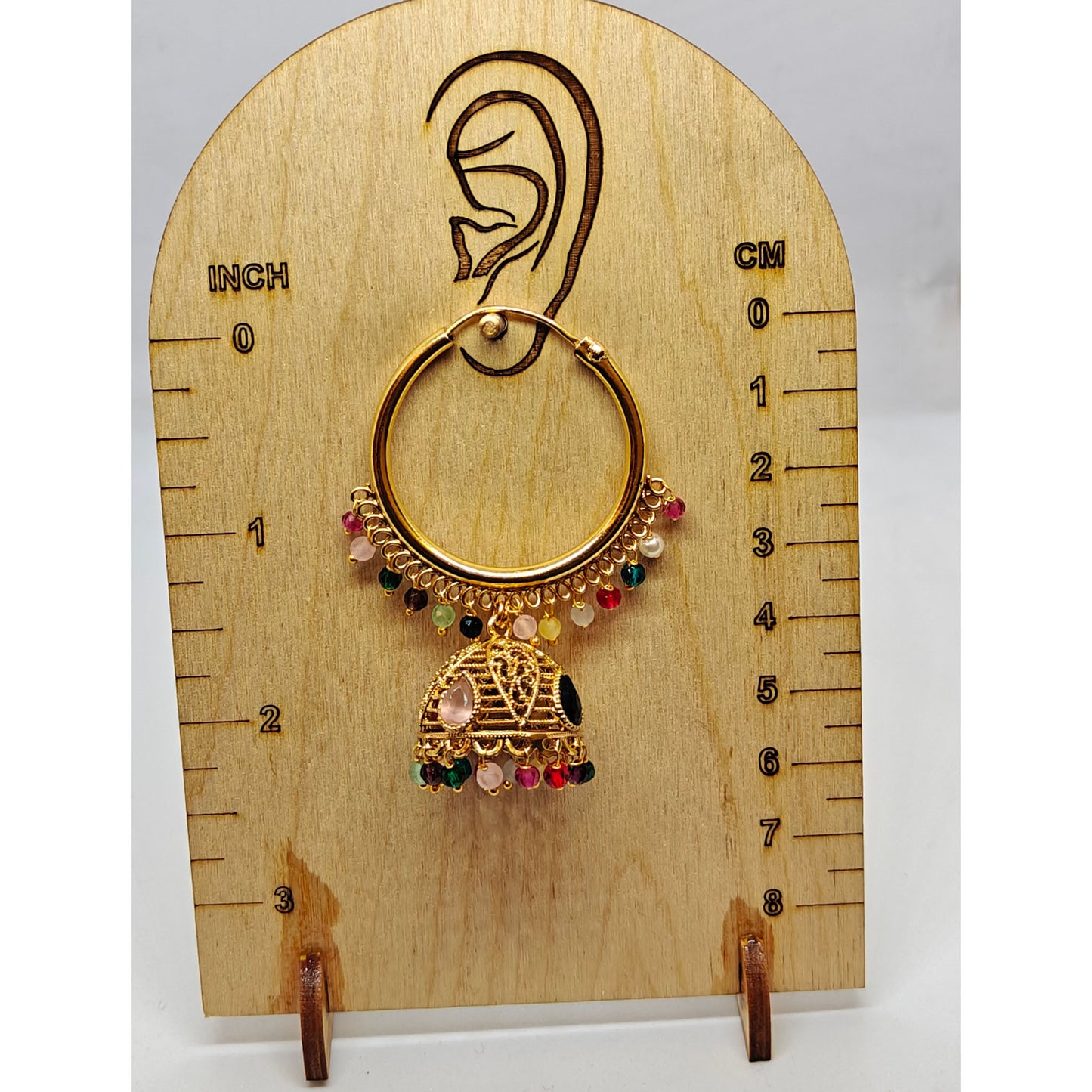 Intricate Multicoloured Hoop Jhumki