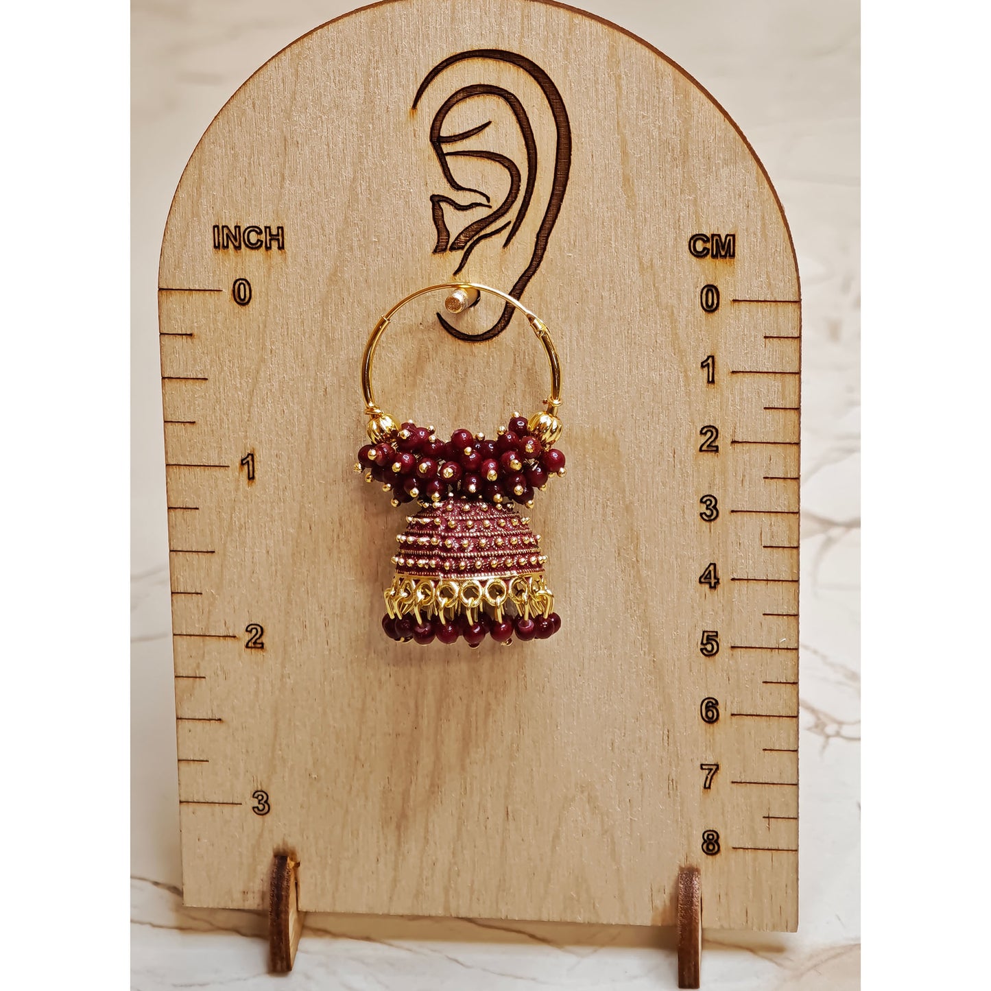 Maroon Brown Medium Hoop Jhumki