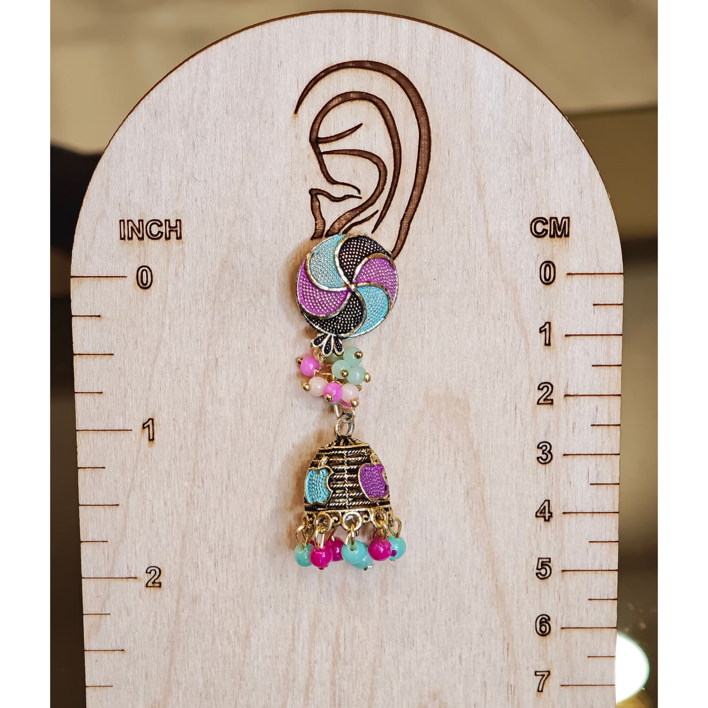 Multicoloured Round Top Jhumki