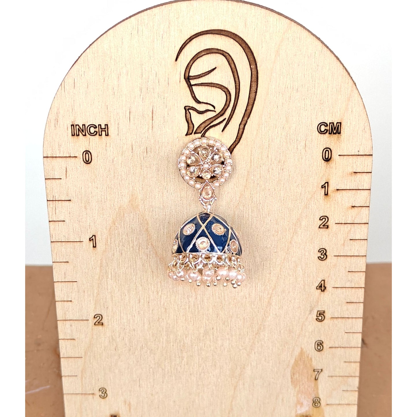 Navy Blue Meenakari Jhumki