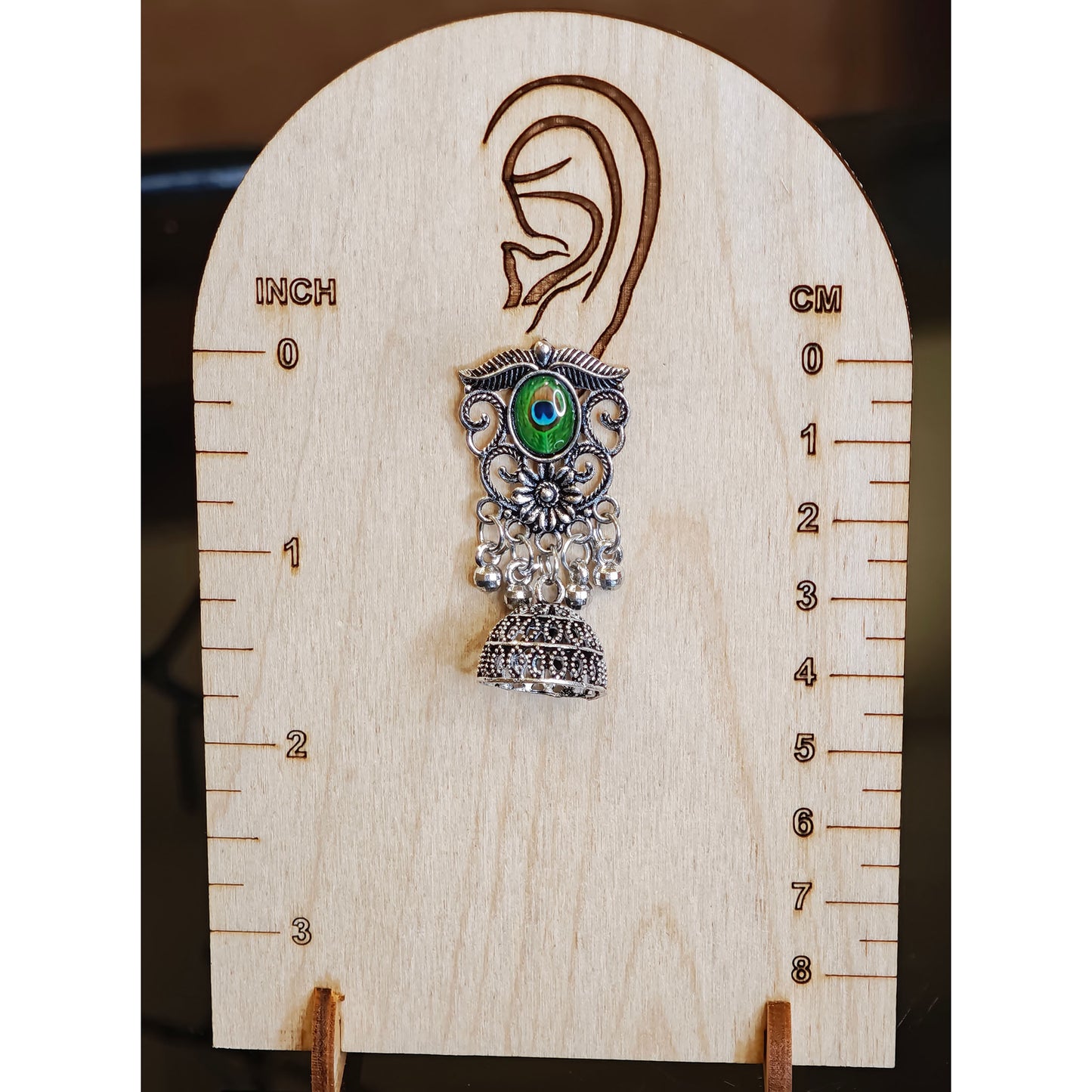 Oxidized Peacock Feather Jhumki