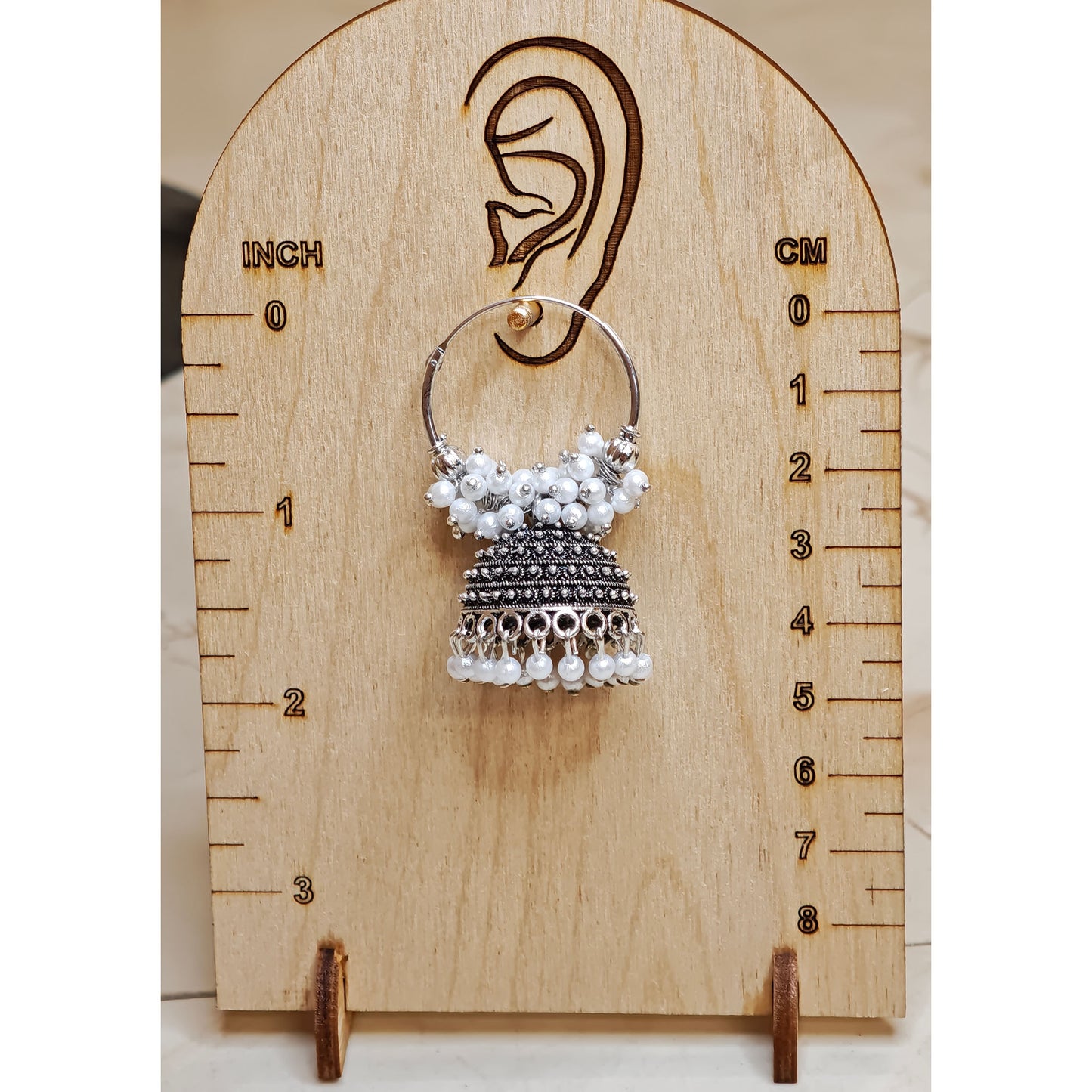 Oxidized Silver Medium Hoop Jhumki