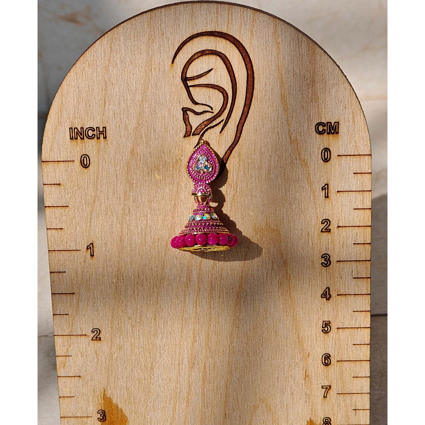 Pink Leaf Shaped Jhumki