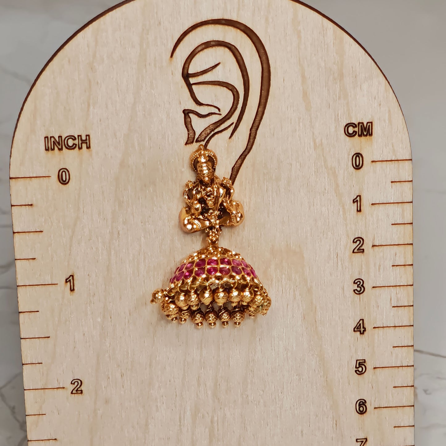 Rani Pink Dome Shaped Temple Jhumki