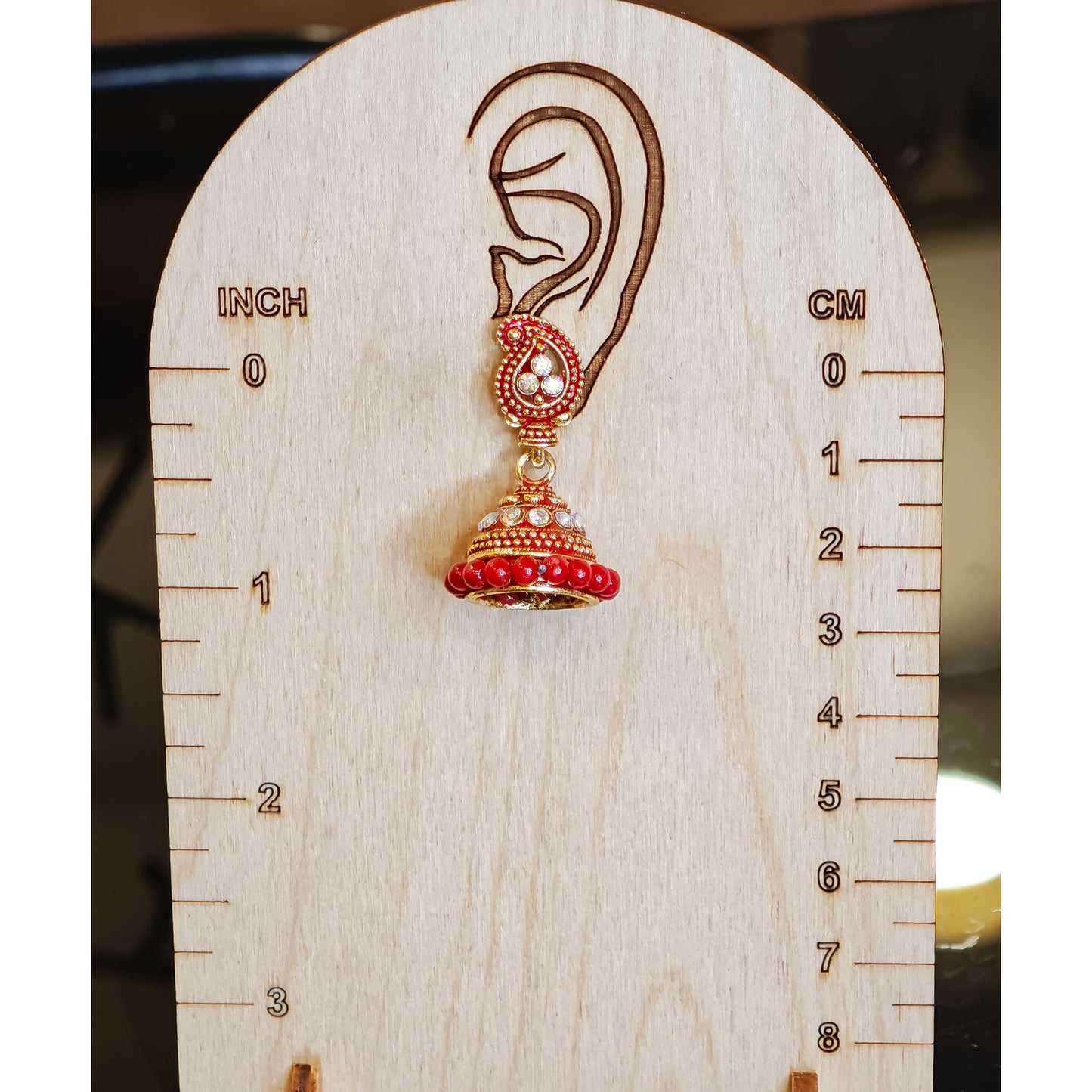 Red Beaded Keri Small Jhumki