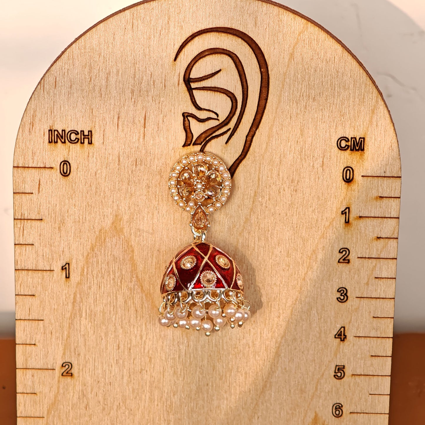 Red Meenakari Jhumki