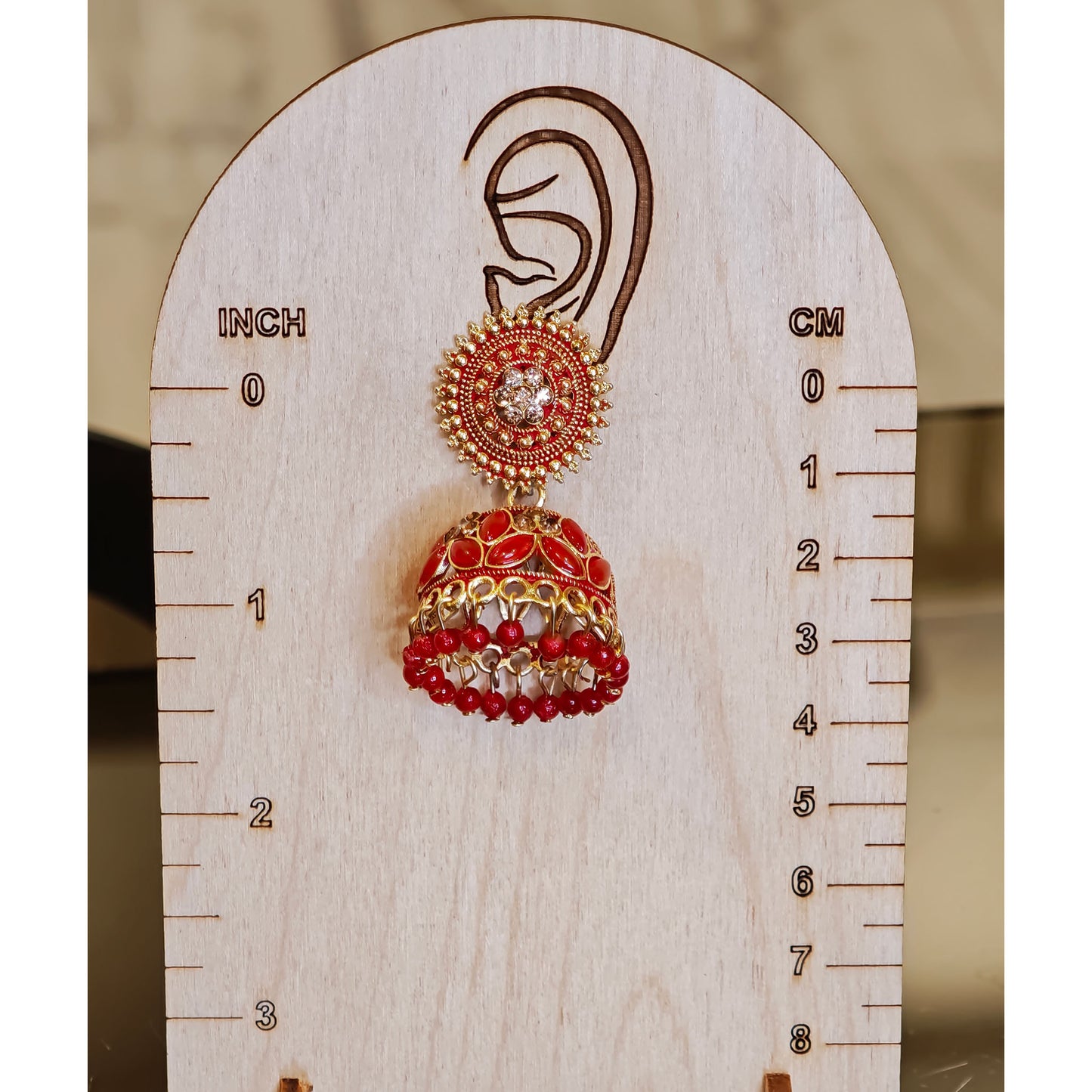 Red Round Jaali Jhumki