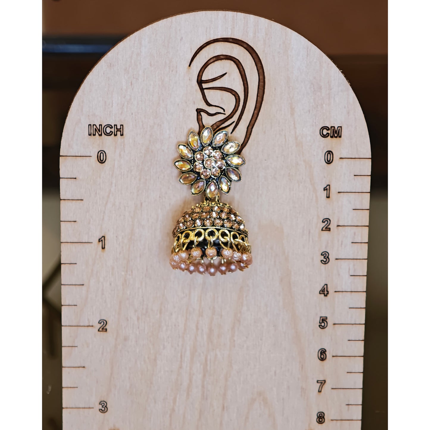 Rosegold Floral Top Stones Jhumki