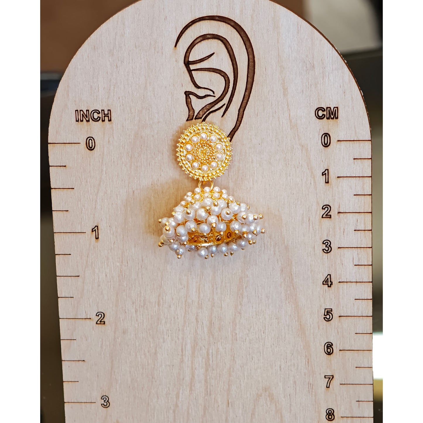 Round Top Floral Pearl Cluster Jhumki