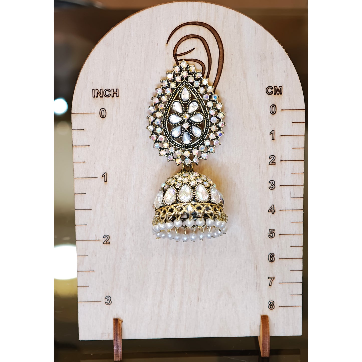 Stones Jhumki with Silver Golden Tone