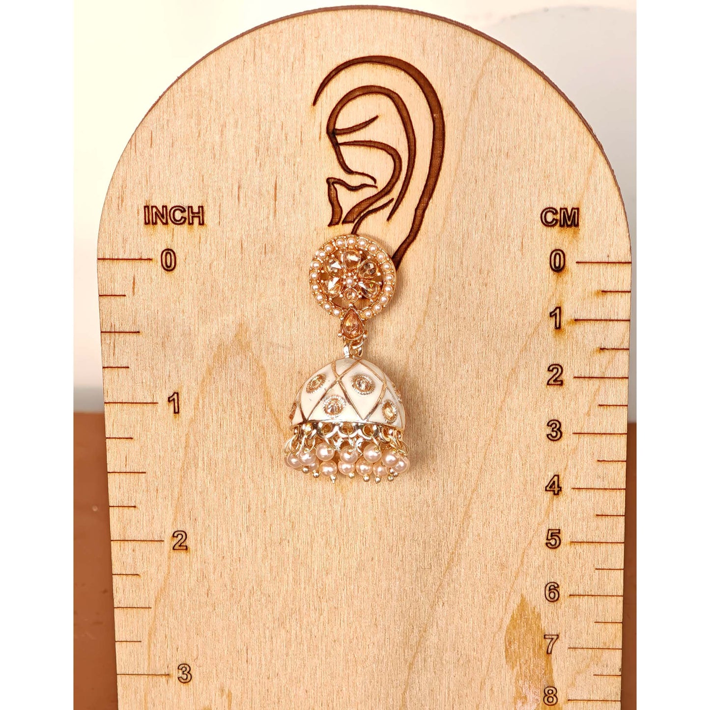 White Meenakari Jhumki