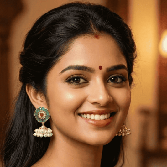 Floral Green Small Size Jhumki