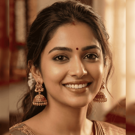 Rani Pink Dome Shaped Temple Jhumki