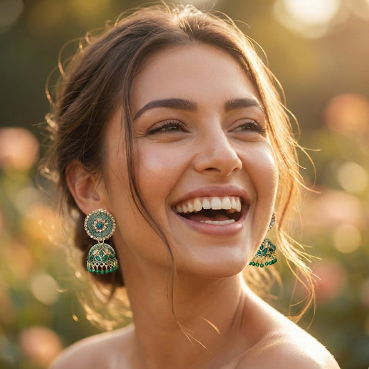 Bottle Green Jaali Medium Jhumki