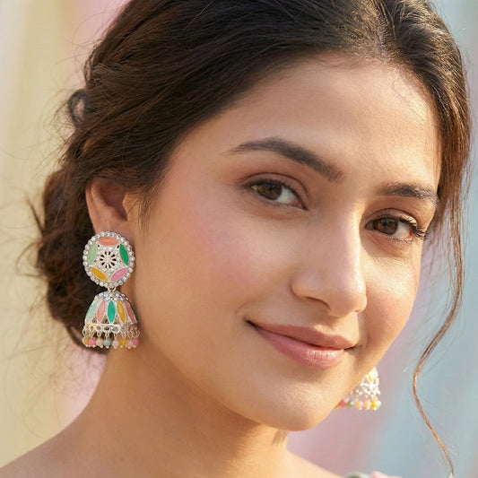Pastel Silver Toned Jhumki