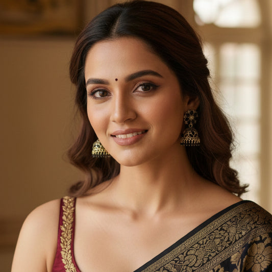 Black Floral Top Jaali Jhumki